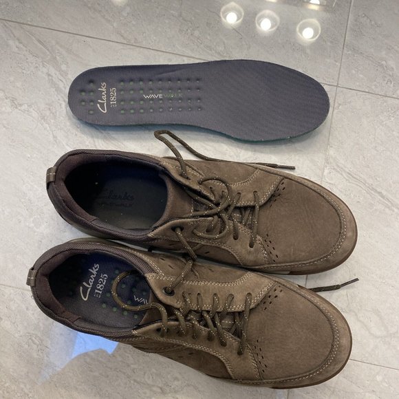 CLARKS Mens Shoes Size US 10 UK 9 EU 43 Brown Leather & Suede Sneakers Ortholite - Picture 15 of 16